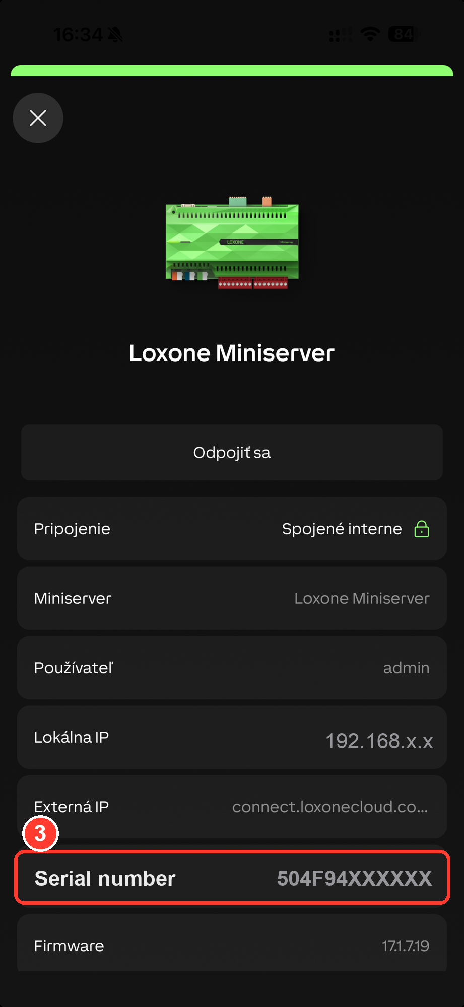 Loxone app serial