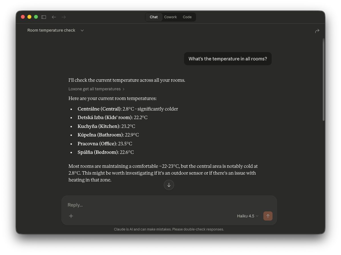 Teploty vo všetkých miestnostiach